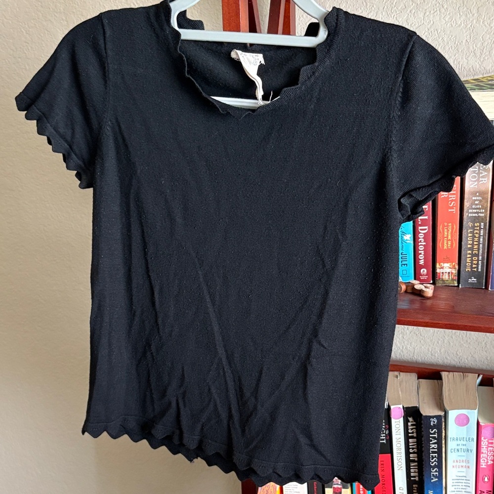 Blu Pepper Black Scalloped Sweater